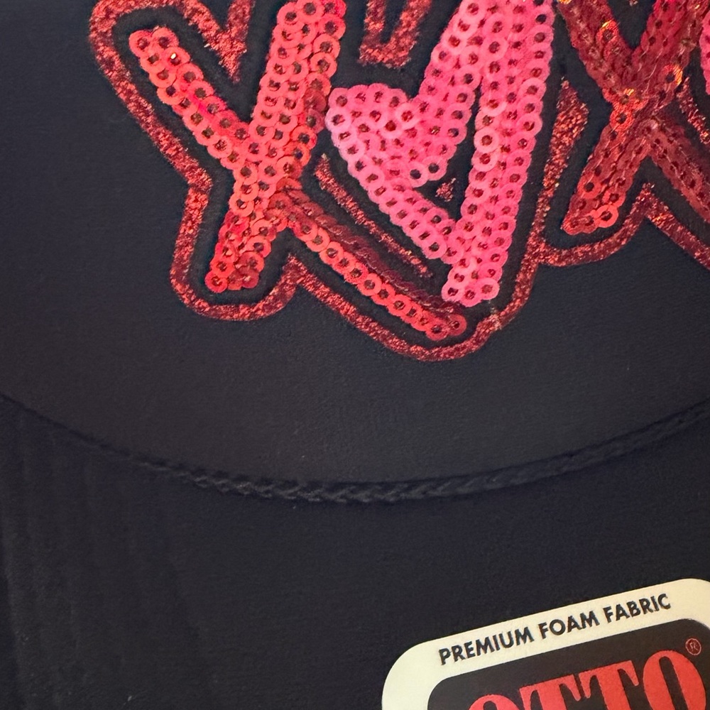 OTTO Black Trucker Hat with Red and Pink Heart Design - Picture 2 of 5